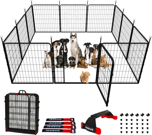 Miniatura 11 de Jaulas Portátiles para Perros y Corralito, Jaula de Metal de 32 Pulgadas para Perros Pequeños/Medianos, para Interior/Exterior, Correas