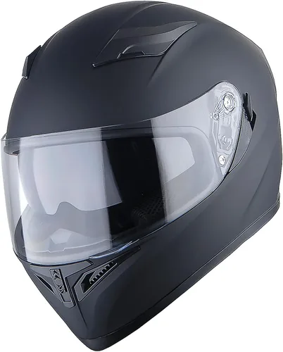 Miniatura 6 de 1Storm Casco de motocicleta para bicicleta de calle con doble visera/visera solar, casco completo con luz trasera LED: Negro mate Z LED negro mate