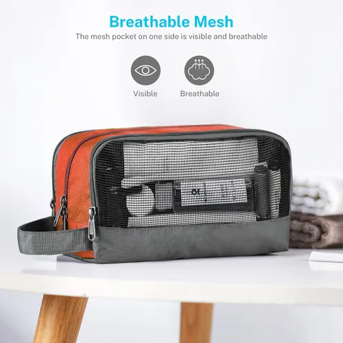Miniatura 3 de Gonex Neceser de viaje de nailon, bolsa de afeitado, organizador de artículos de tocador, Naranja