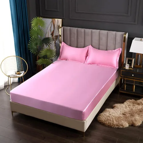 Miniatura 26 de Juego de sábanas de satén, color rosa claro, sábana bajera de satén similar a la seda, ultra suave, juego de ropa de cama de lujo para niños