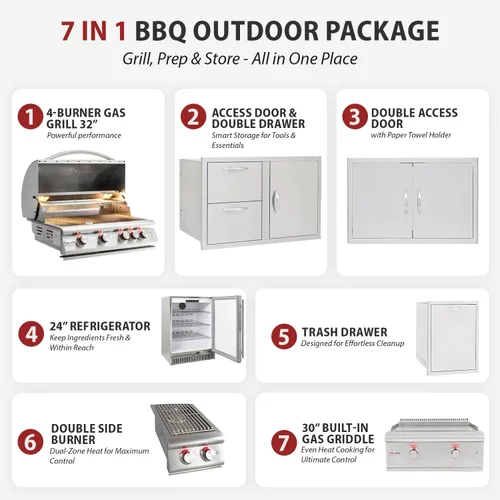 Miniatura 8 de Paquete de parrilla de gas Blaze BBQ para exterior de 32” LTE con parrilla de gas incorporada, parrilla de gas LTE, quemador de gas LTE, puerta