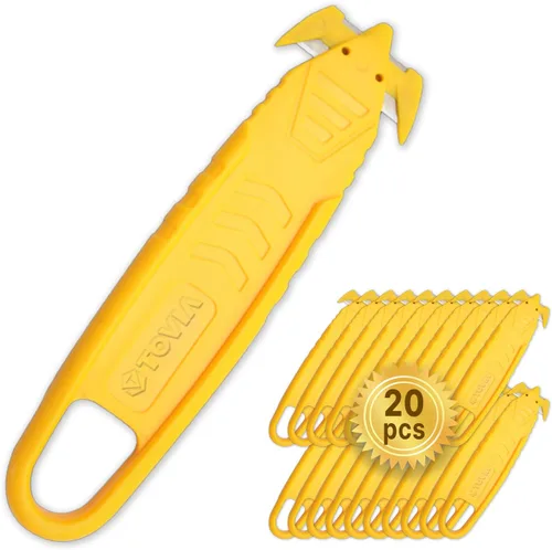 Miniatura 11 de T TOVIA Cuchillo Cortador de Cajas de Seguridad de Hoja de Acero Inoxidable Empotrada Oculta, Abridor de Paquetes Cortador de Plástico para Caja