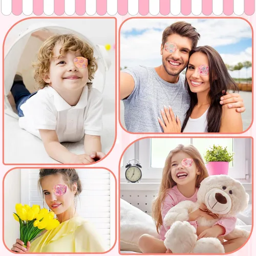 Miniatura 7 de 75 parches para ojos para niños, 15 estilos lindos, parches adhesivos de algodón suave y transpirable para ambliopía y ojo vago, vendajes