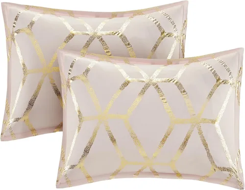 Miniatura 12 de Comfort Spaces Vivian juego de edredón ultra suave para todas las estaciones, ligero y moderno, ropa de cama con estampado geométrico, metálico