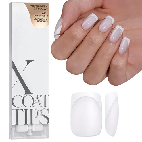 Miniatura 14 de BTArtboxnails XCOATTIPS - Uñas a presión, puntas cortas de almendra con gel de uñas, dúo protector francés, lámpara de uñas, gel suave todo en uno