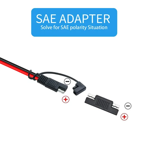 Miniatura 5 de Adaptador de conector SAE a XT60I-F, cable de 12 AWG, conector de panel solar SAE, con adaptador inverso para estación de energía portátil