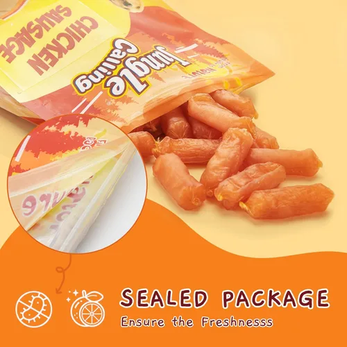 Miniatura 8 de Jungle Calling Golosinas suaves para perros con salchicha de pollo, carne seca de pollo tierna para perros pequeños y medianos, sin granos, con alto