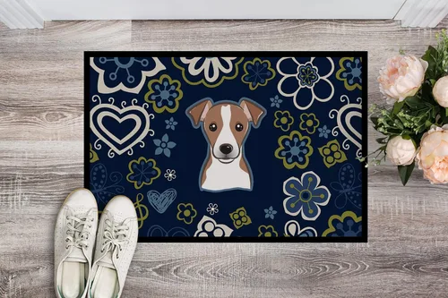 Miniatura 2 de Caroline's Treasures BB5111JMAT - Tapete para puerta delantera, 24 x 36 pulgadas, diseño de flores azules, para entrada, antideslizante, lavable