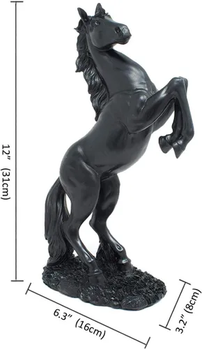 Miniatura 6 de Lependor Estatua de resina de caballo de pie, escultura de caballo de lucha para decoración del hogar, figura de arte, adorno decorativo de Negro