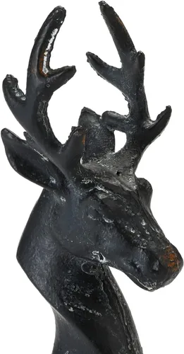 Miniatura 2 de Tope de Puerta de Hierro Fundido con Diseño de Ciervo, Acabado Negro, 1.04 kg