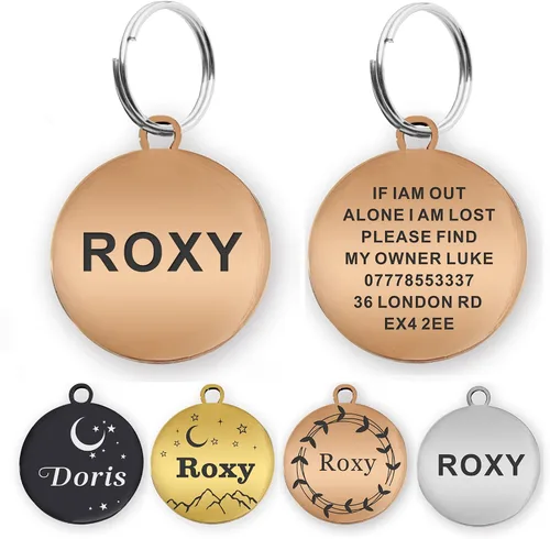 Miniatura 8 de Etiquetas de perro grabadas para mascotas, etiquetas de nombre de perro personalizadas, etiquetas de identificación de perro pequeños, etiquetas