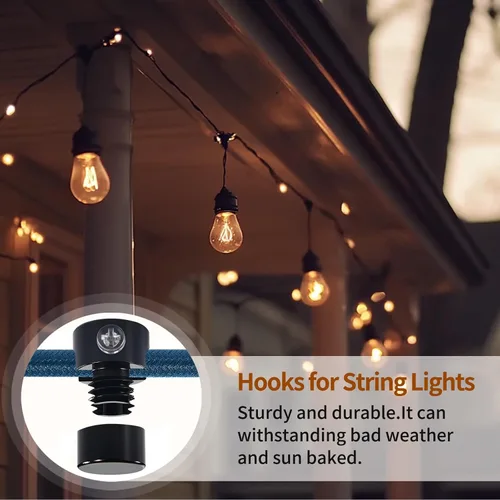 Miniatura 7 de Paquete de 3 Ganchos de Techo Mejorados, Ganchos de Techo Ajustables de Aluminio para Colgar Luces, Gancho Colgante Negro de Servicio Pesado, Gancho