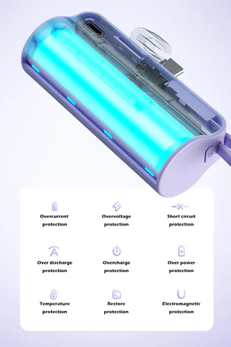 Miniatura 6 de Mini Banco de Energía, Cargador de Teléfono Cápsula 5500mAh, Cargador Portátil con Puertos Dual USB-C para iPhone 17/16/15/15 plus/15 pro/15 pro