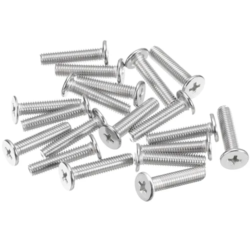 Miniatura 37 de Uxcell M1-0.25 x 2 mm 50 piezas Tornillos de cabeza plana redonda 304 de acero inoxidable Phillips Drive tornillos de máquina para fijación
