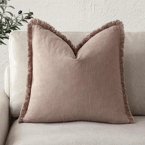 Miniatura 46 de Foindtower Fundas de almohada decorativas de lino con flecos, acogedora funda de cojín bohemia estilo farmhouse con borlas, funda de almohada