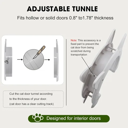 Miniatura 5 de Wordcam Puerta interior grande para gatos, puerta interior XL para gatos, puertas para mascotas para gatos, gatitos y perros pequeños (blanco)
