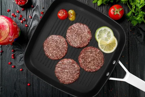 Miniatura 3 de MsMk - Sartén cuadrada con tapa de 9.5 pulgadas, sartén de parrilla antiadherente de titanio y cerámica, mango Stay-Cool, compatible con todas