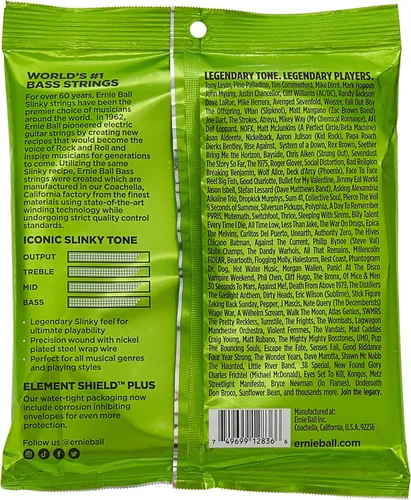 Miniatura 2 de Ernie Ball Cuerdas de Guitarra Bajo Regular Slinky de Níquel Enrollado de 5 Cuerdas, Calibre 45-130 (P02836)