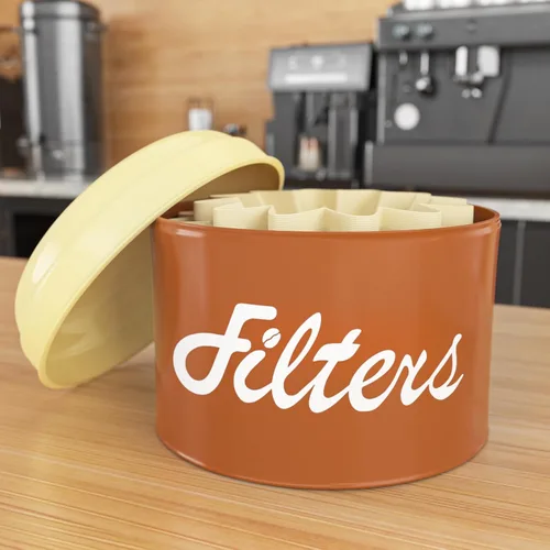 Miniatura 6 de Soporte de Filtro de Café en Cesta Marrón con Tapa - Envase de Almacenamiento Redondo para Mostrador - Accesorios de Barra de Café Decoración