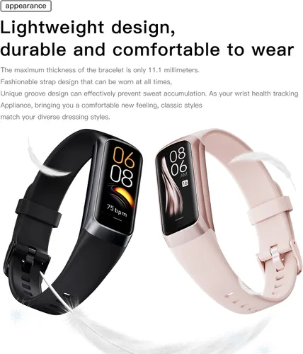 Miniatura 6 de Keep Health Fitness Trackers para mujeres y hombres Amoled Step Counter Slim Thin 25 modos deportivos con monitor de presión arterial de frecuencia