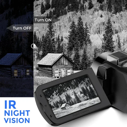 Miniatura 4 de Cámara de Video 4K Videocámara Ultra HD 64MP para Vlogging de YouTube Zoom Digital de 28X Pantalla con Rotación de 270° Cámara Vlog de 3.0