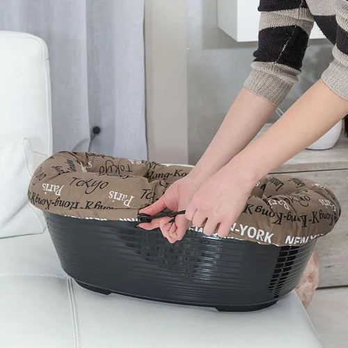 Miniatura 7 de Ferplast Cojín para cama de perro y gato, 2 fundas de repuesto acolchadas para cama de mascotas, cesta de plástico, algodón suave, lavable, Marrón