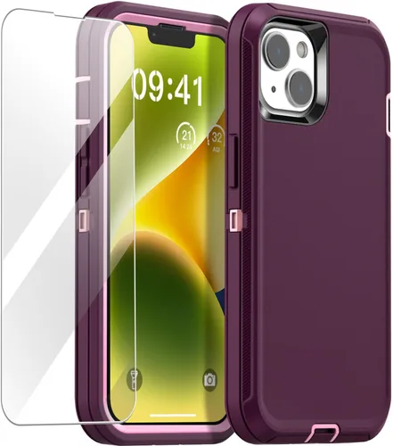 Miniatura 10 de AICase Funda para iPhone 14 (6.1 pulgadas) con protector de pantalla de vidrio, protección contra caídas de alta resistencia, cuerpo completo, a