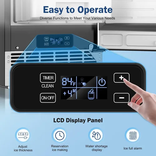 Miniatura 2 de Máquina de hielo integrada, 95 libras/día con contenedor de almacenamiento de 35 libras, 40 cubos en 10 minutos, puerta reversible, máquina de hielo