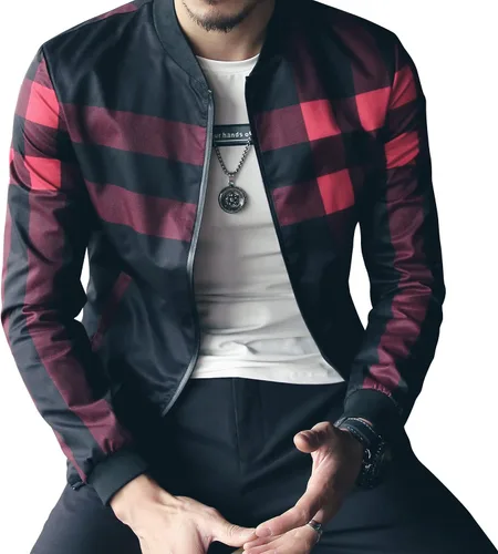 Miniatura 3 de LOGEEYAR Chaqueta Bomber para Hombre Chaqueta Casual Ligera de Bloques de Color Cortavientos Abrigo con Bolsillo