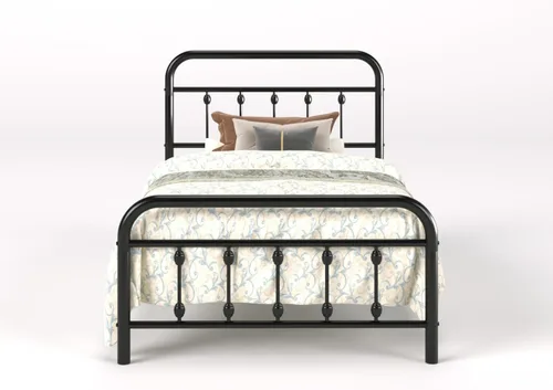 Miniatura 9 de SHA CERLIN Marco de Cama de Plataforma de Metal Tamaño Twin con Cabecera y Pie de Cama de Hierro Forjado Estilo Victoriano, Fácil Montaje, Negro