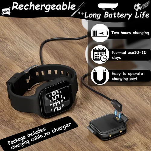 Miniatura 3 de GOLDEN HOUR Relojes deportivos digitales para niños con rastreador de fitness, reloj despertador, cronómetro, sin aplicación, regalos de cumpleaños