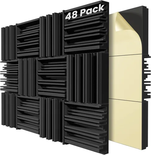Miniatura 27 de Paquete de 12 paneles de pared insonorizados, paneles de espuma acústica de 12" x 12" x 2" para paredes, panel insonorizante autoadhesivo, paneles