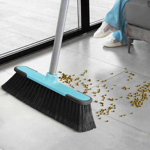 Miniatura 4 de Escoba de interior azul de 54 pulgadas de largo para limpieza de pisos, escoba de barrido para cocina, garaje, vestíbulo, patio y jardín