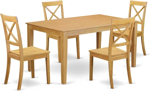 Miniatura 8 de East West Furniture CABO5-LWH-LC - Juego de mesa de comedor moderno de 5 piezas, incluye una mesa rectangular de madera y 4 sillas de comedor