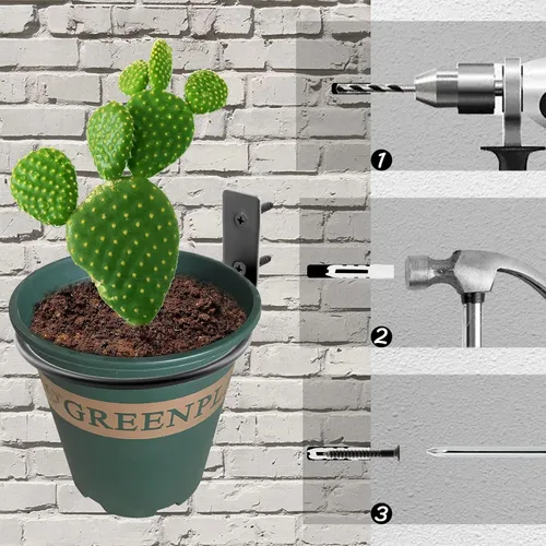 Miniatura 5 de Jiozermi Paquete de 2 anillos para macetas de 4 pulgadas, soporte de maceta montado en la pared, uso en interiores, negro mate, capacidad de 40