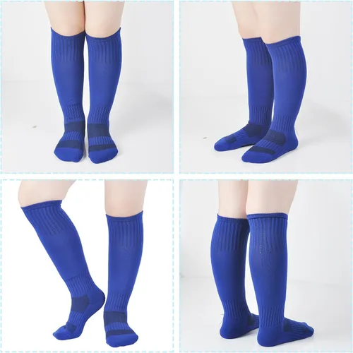 Miniatura 5 de Calcetines de fútbol para niños, calcetines de béisbol con suela acolchada hasta la rodilla para niños y niñas, 2 pares