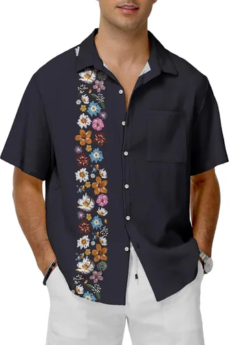 Miniatura 9 de KYKU Hawaiian Shirt for Men: Tropical Summer Beach Short Sleeve Button Down Shirt with Pocket