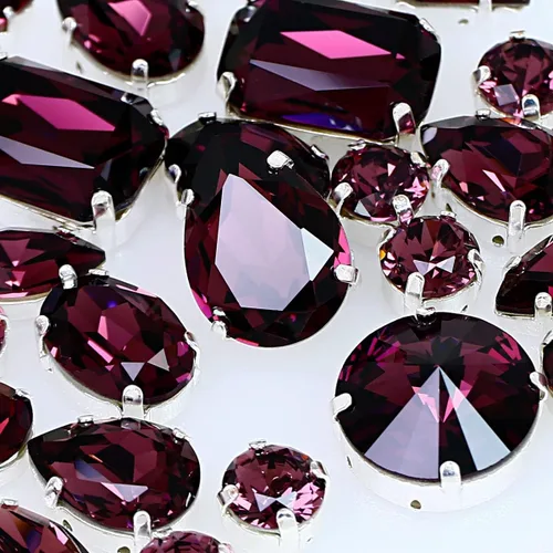 DONGZHOU Diamantes de imitación para coser con ajuste de garra, Piedra Fantasía con agujero hueco, gemas plateadas con parte trasera plana para