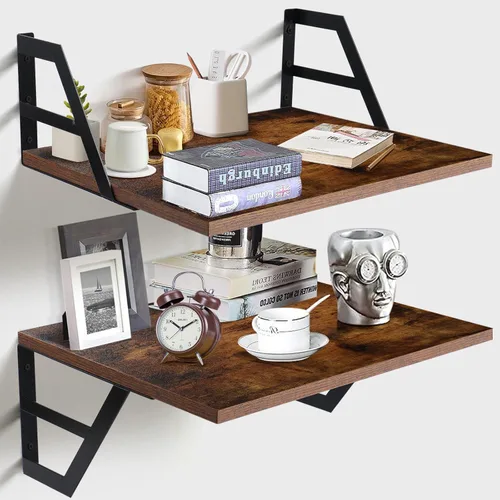 Miniatura 17 de Tectocker-DOU 2 estantes flotantes profundos; estantes colgantes montados en la pared para sala de estar, cocina, oficina, baño y decoración de Negro
