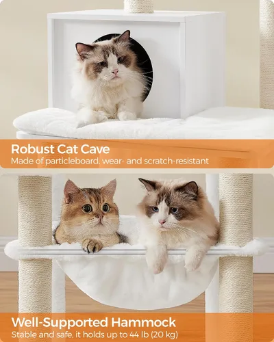 Miniatura 14 de Feandrea Árbol para gatos, torre moderna de 54.3 pulgadas para gatos de interior, condominio para gatos de varios niveles, felpa ultrasuave, postes