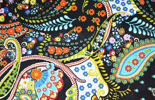 Miniatura 2 de Tela de algodón con estampado floral de 45 pulgadas de ancho, tela de gasa de algodón para costura de vestido negro, tela para manualidades por 5