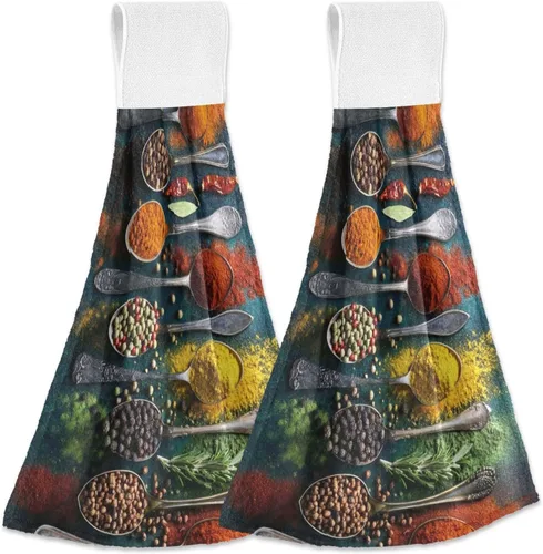 Miniatura 26 de Juego de 2 toallas de cocina colgantes con hojas de arce otoñal, toalla de secado rápido, toallas de té para mesa de baño, gimnasio, decoración