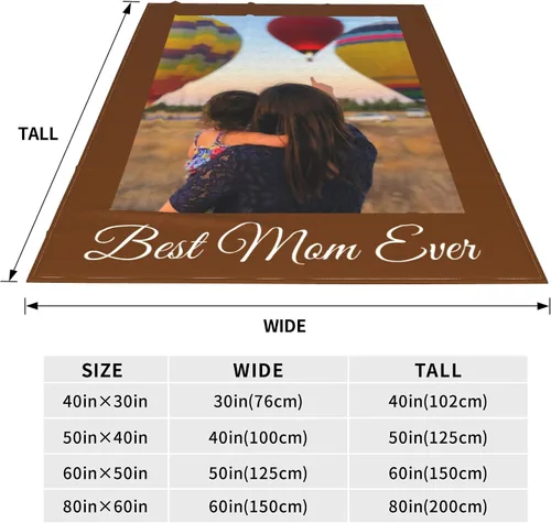 Miniatura 3 de Manta de fotos personalizada, manta personalizada para mamá con foto y texto, manta de franela suave personalizada para regalo para el día