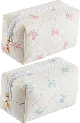 Miniatura 28 de Bolsa de maquillaje de viaje para mujeres y niñas, bolsa de maquillaje con cremallera, flores florales, organizador de maquillaje, bolsa de tela