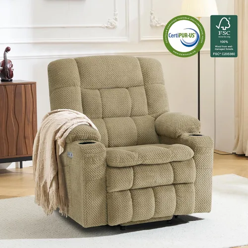 Miniatura 4 de MCombo 7893 - Silla reclinable pequeña de doble motor para ancianos pequeños, silla elevadora de gravedad cero con calor y masaje, posición Beige