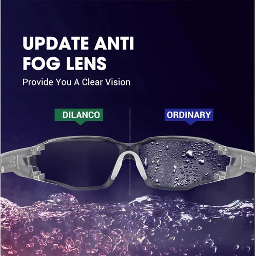 Miniatura 7 de DILANCO Anteojos de seguridad transparentes ANSI Z87, almohadilla ajustable para la nariz, antivaho y arañazos con empuñaduras de goma Negro Verde