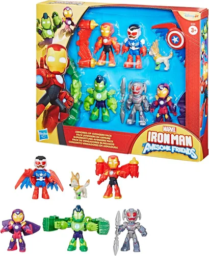 Miniatura 7 de Marvel Iron Man and his Awesome Friends Armored-Up Avengers Pack, figuras de acción de 3 pulgadas (3.0 in), juegos de juguete para niños y niñas, a