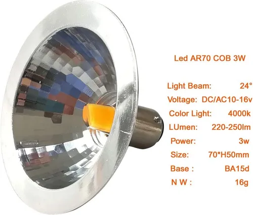 Miniatura 2 de QLEE Paquete de 2 LED Ar70 Reflector Luz 3W AC Dc 12v Ba15d Base 4000 K foco neutro equivalente a 25 W bombillas halógenas para interiores