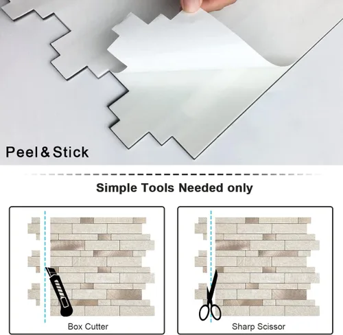 Miniatura 7 de BeNice - Azulejos para salpicaderos que se despegan y pegan para cocina, adhesivos autoadhesivos de mosaico lineal estilo metro para baño