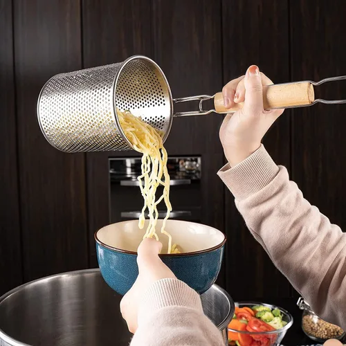 Miniatura 3 de MyLifeUNIT Colador de Pasta, Paquete de 2 Coladores de Araña de Malla de Acero Inoxidable para Pasta, Fideos, Dumplings (4.54"D x 6.1"H)